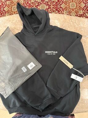 Fear of God ESSENTIALS Black Pullover Hoodie